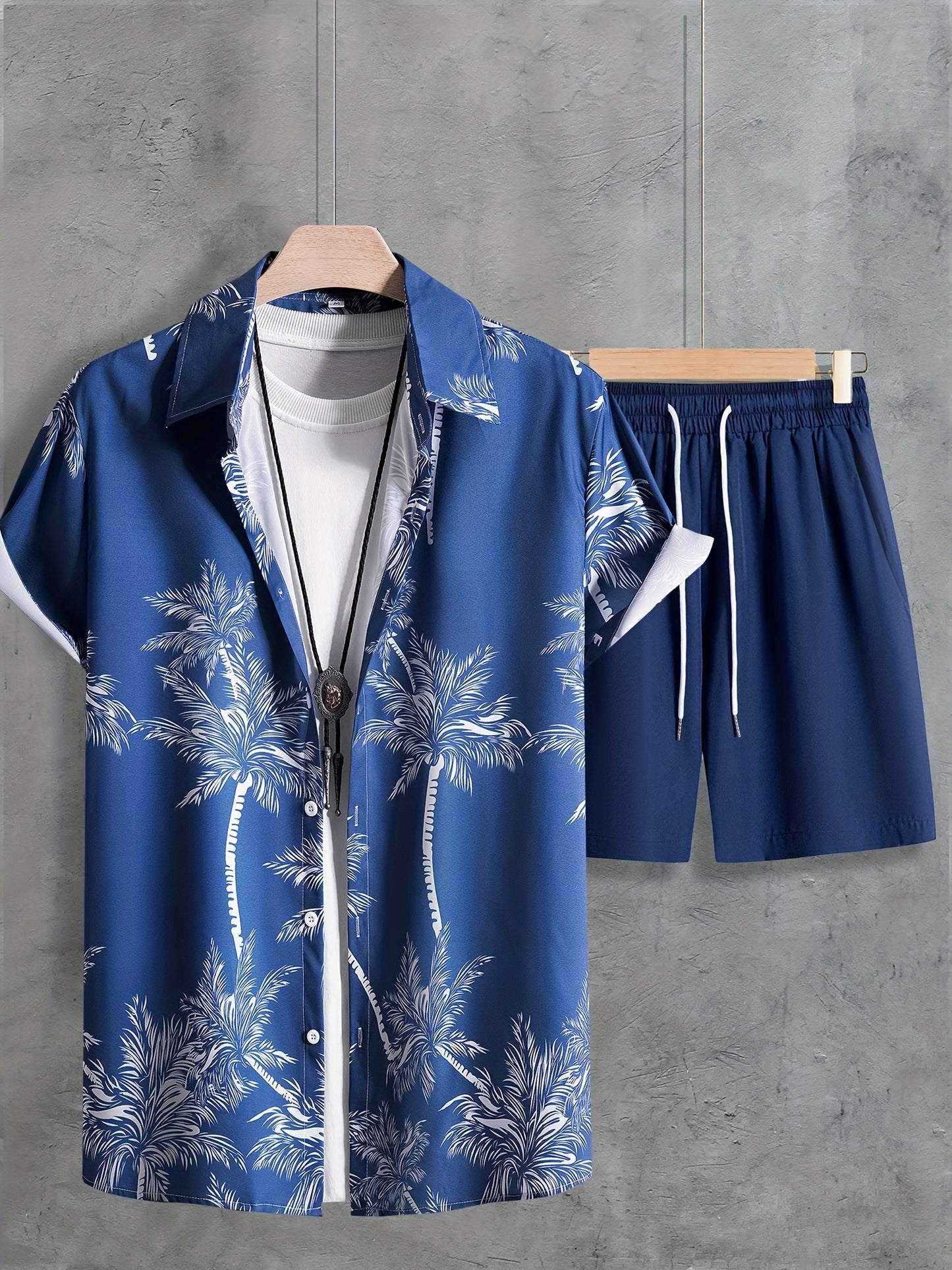 Hawaii Shirt And Drawstring Shorts Set For Summer