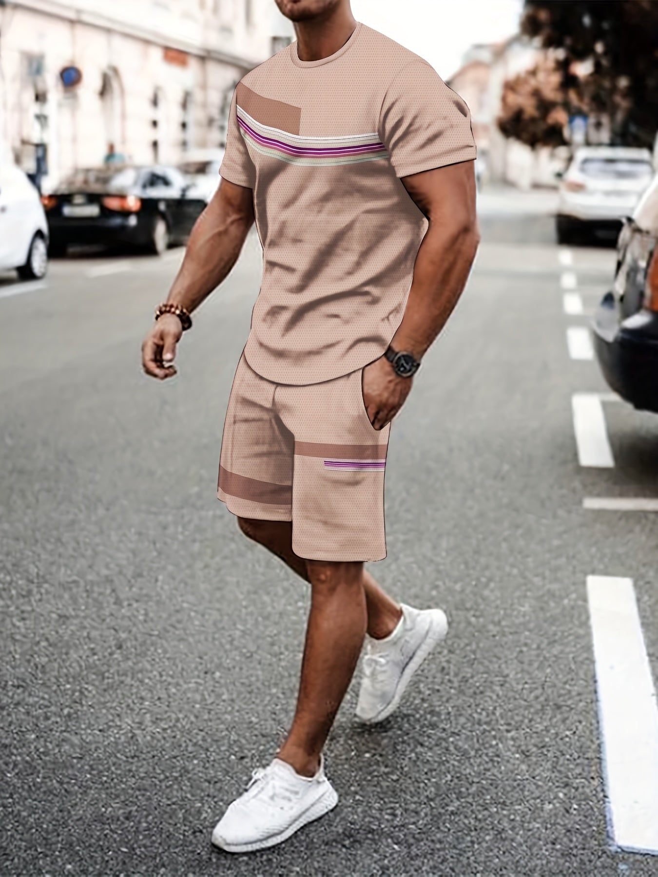 Men'S Breathable Outdoor Casual T-Shirt And Shorts Set