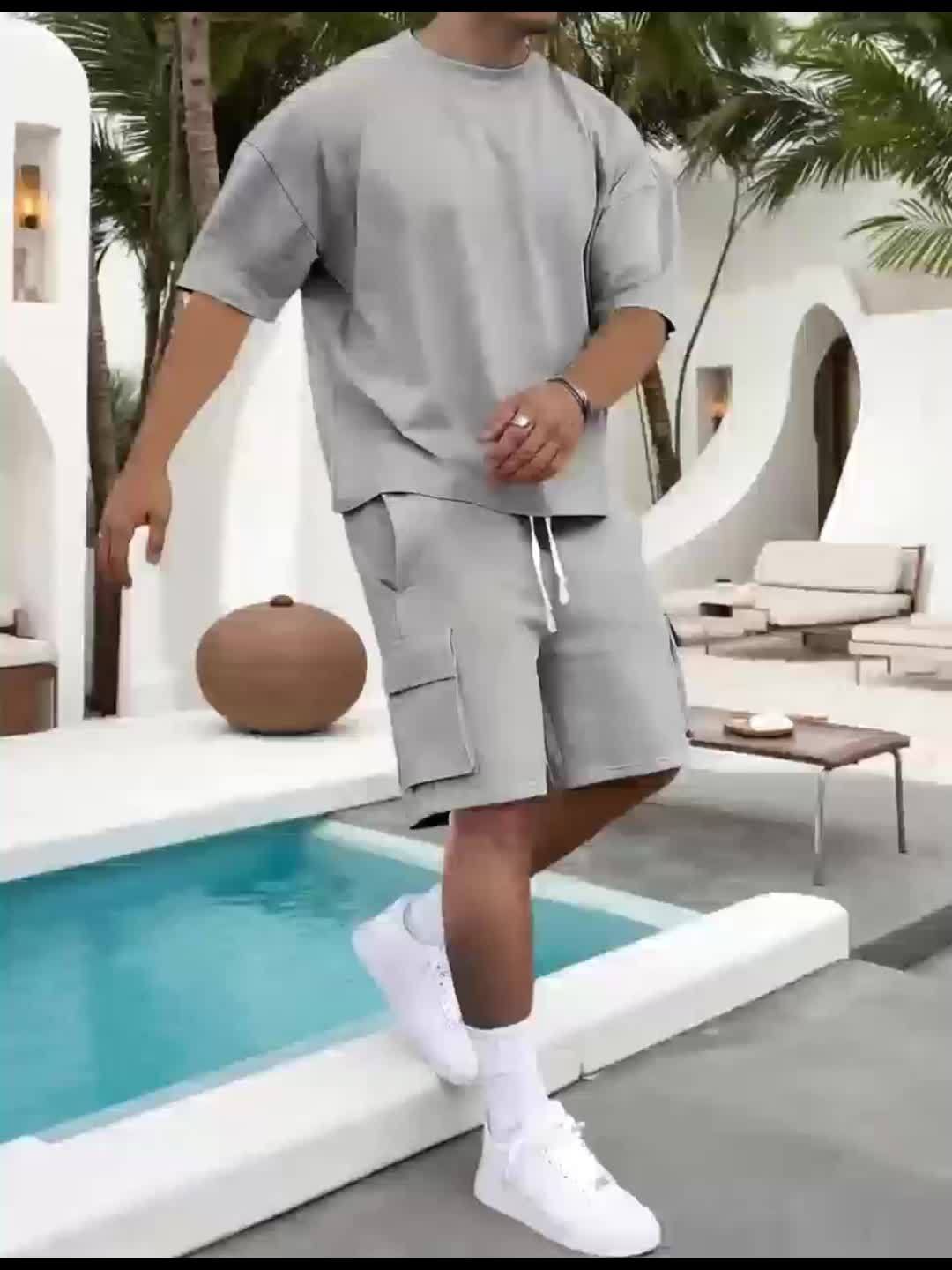 Men's Beige Casual Sportswear Set