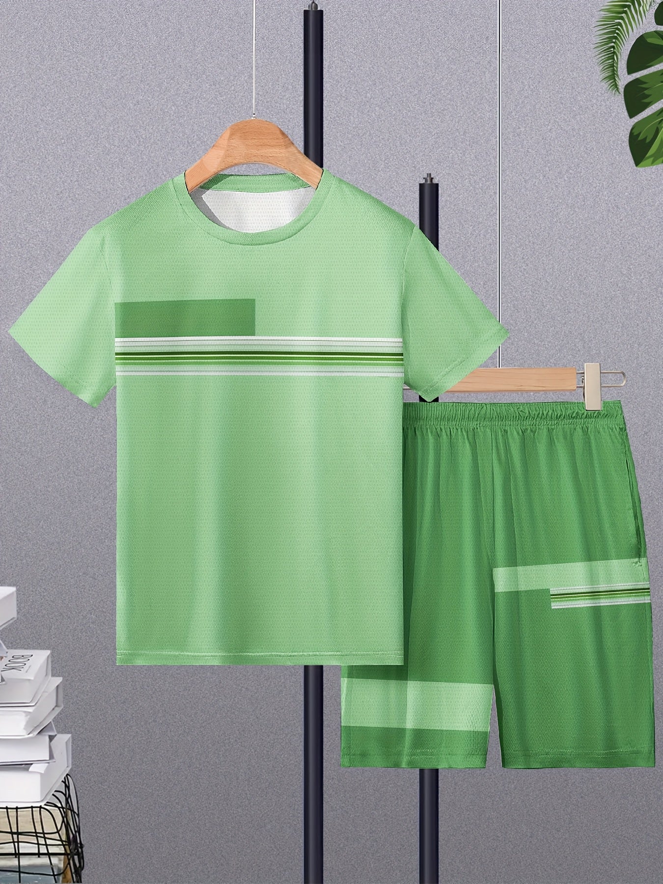 Men'S Breathable Outdoor Casual T-Shirt And Shorts Set