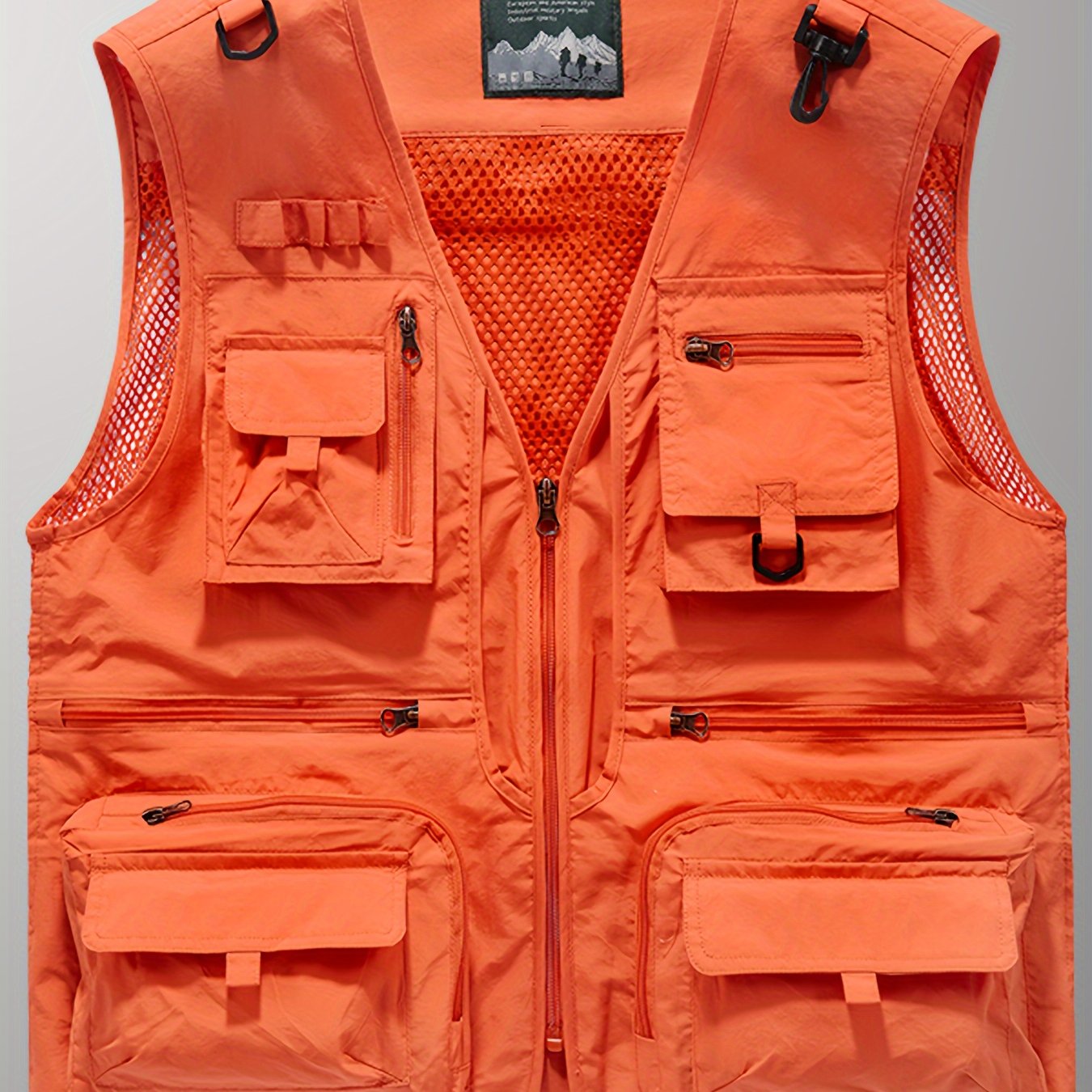Men's Trendy Zip Up V Neck Vest With Zipper Multi-Pocket