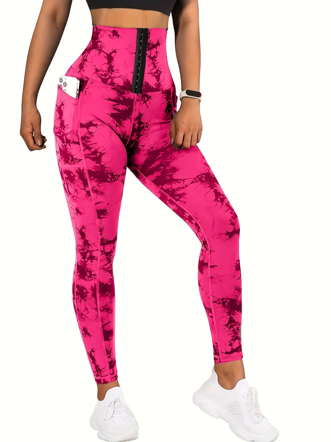 Women'S Tie-Dye Print High-Waisted Tummy Control Pants with Front Zipper