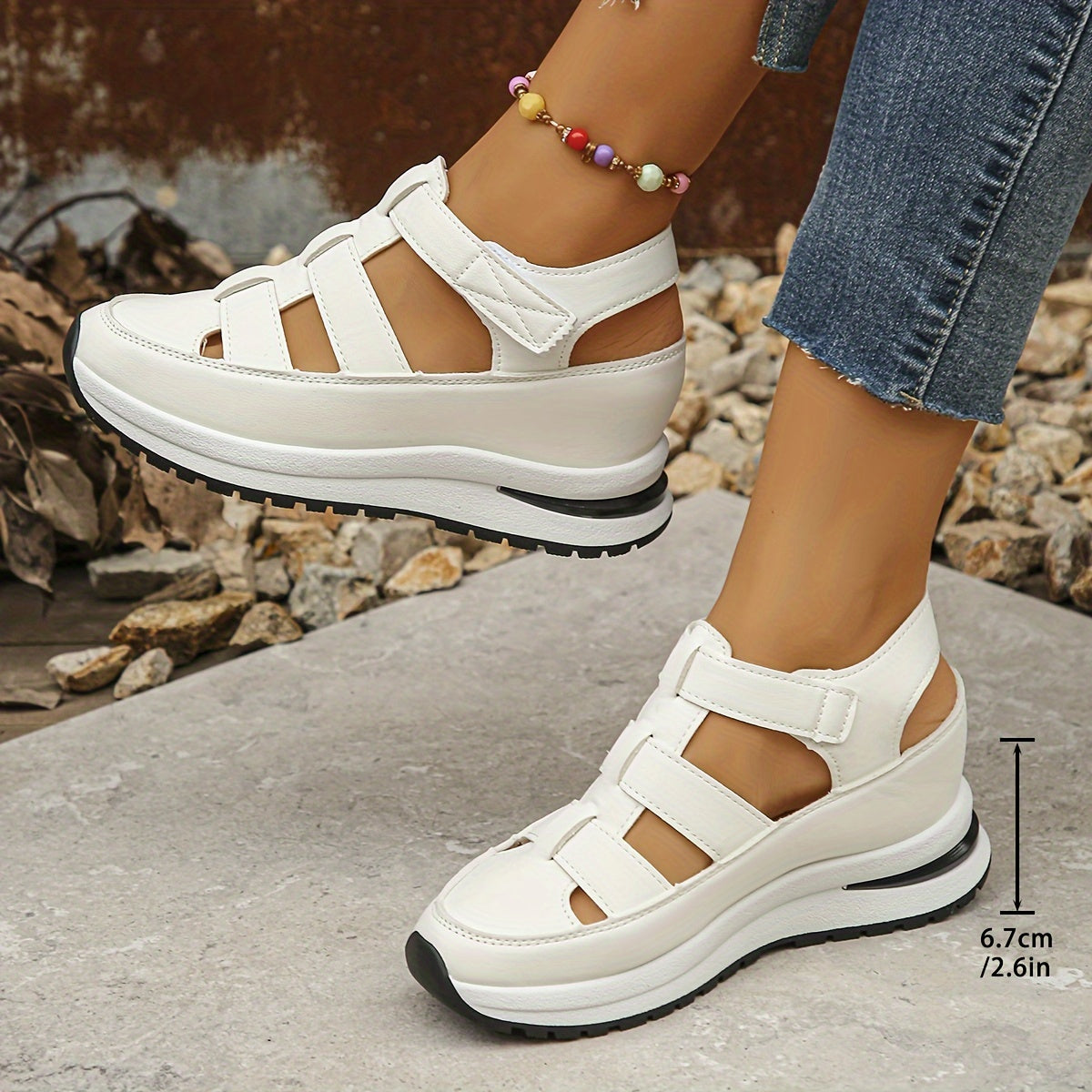 Womens Soft Sole Platform Sandals, Round Toe Comfortable Casual Walking Shoes