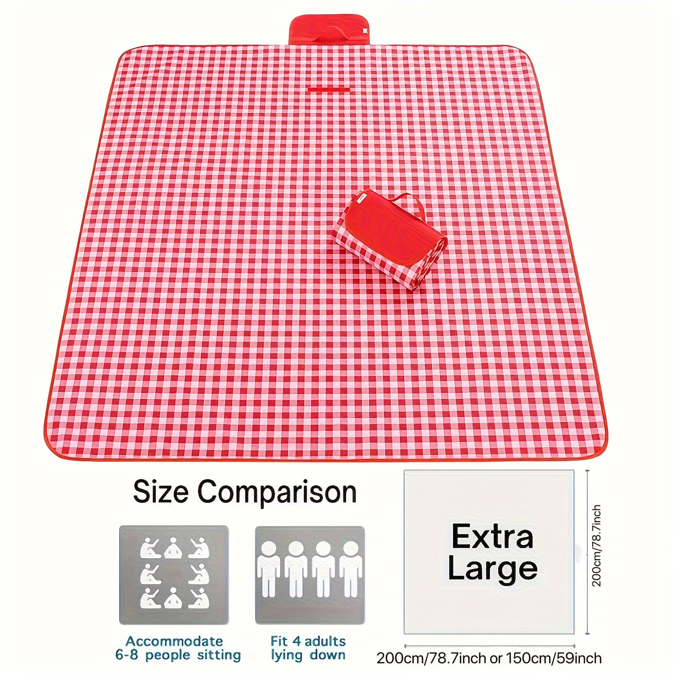 Outdoor Picnic Mat Camping Blanket 198.12cm x 149.86cm, 198.12cm x 198.12cm, 149.86cm x 99.06cm