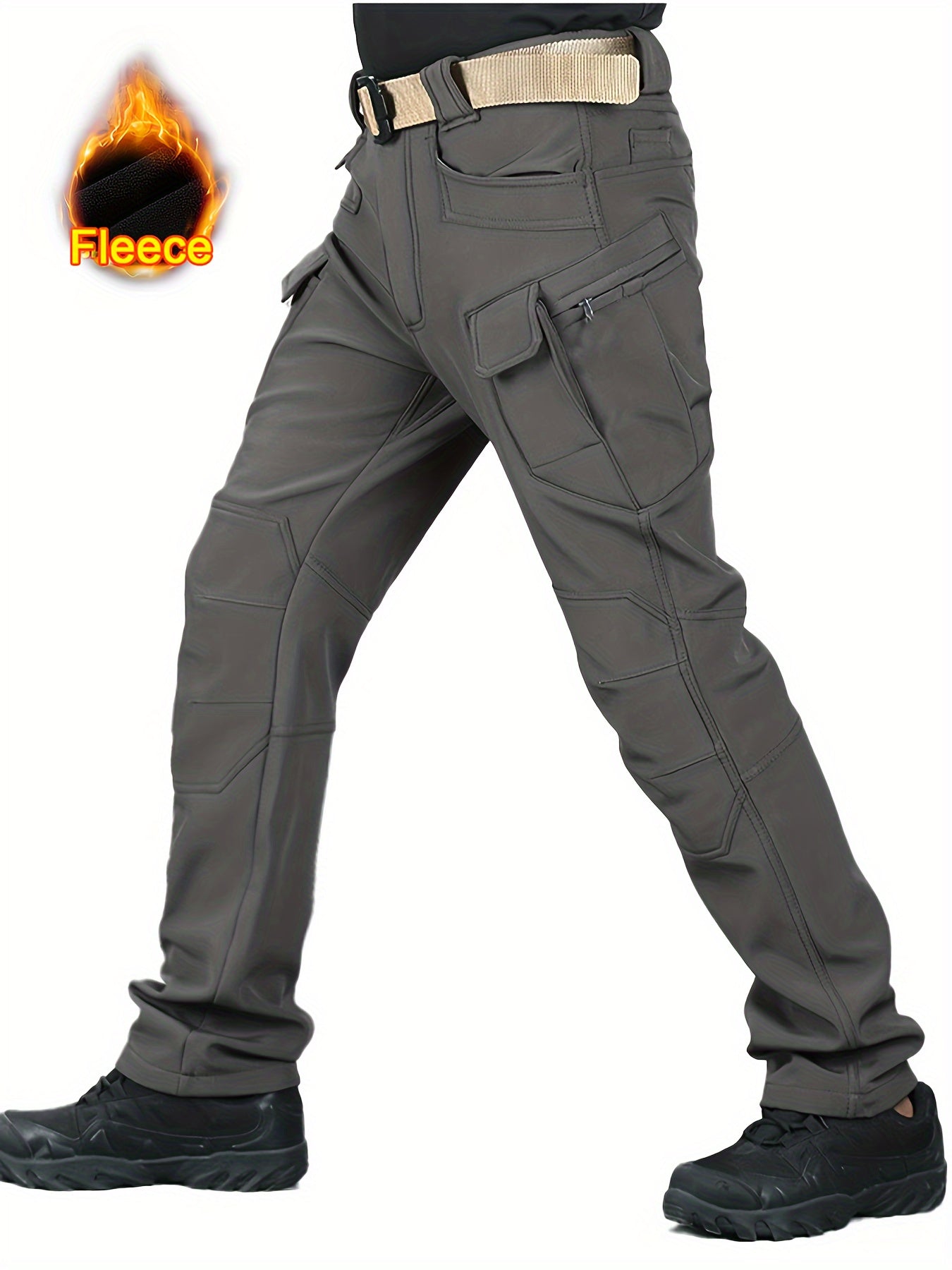 Men'S Fleece-Lined Work Pants - Thick, Tactical, Multi-Pocket Design