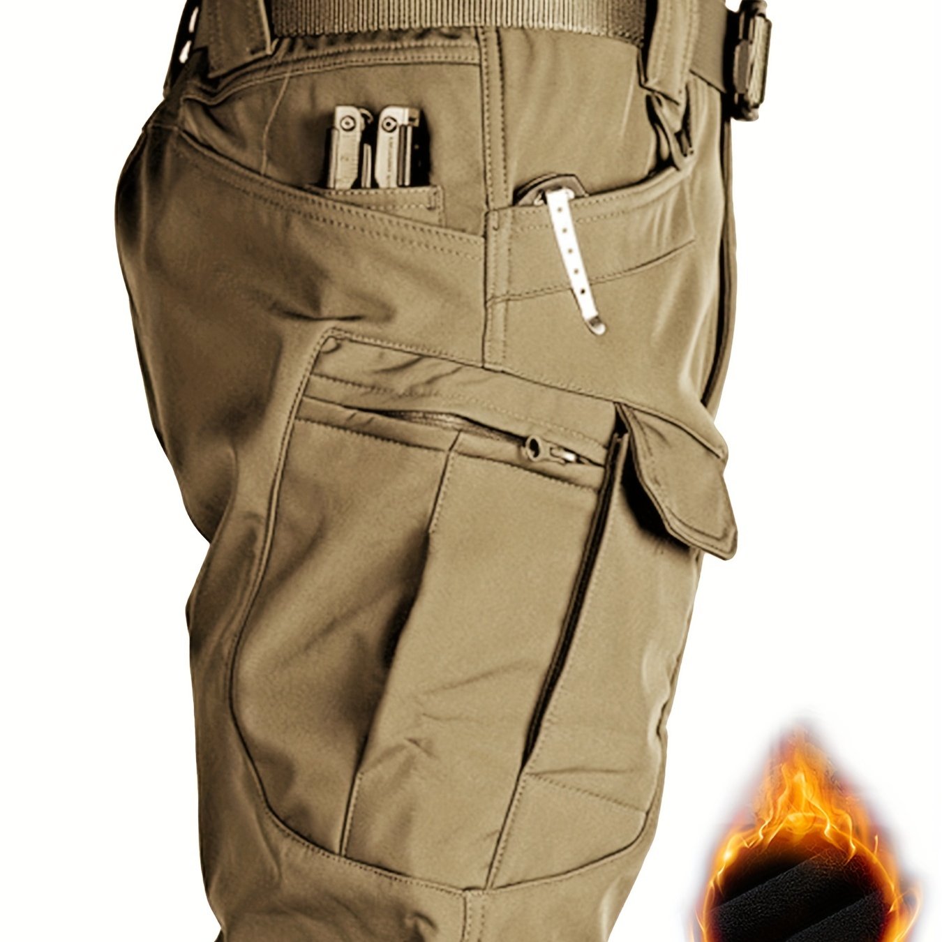 Men'S Fleece-Lined Work Pants - Thick, Tactical, Multi-Pocket Design