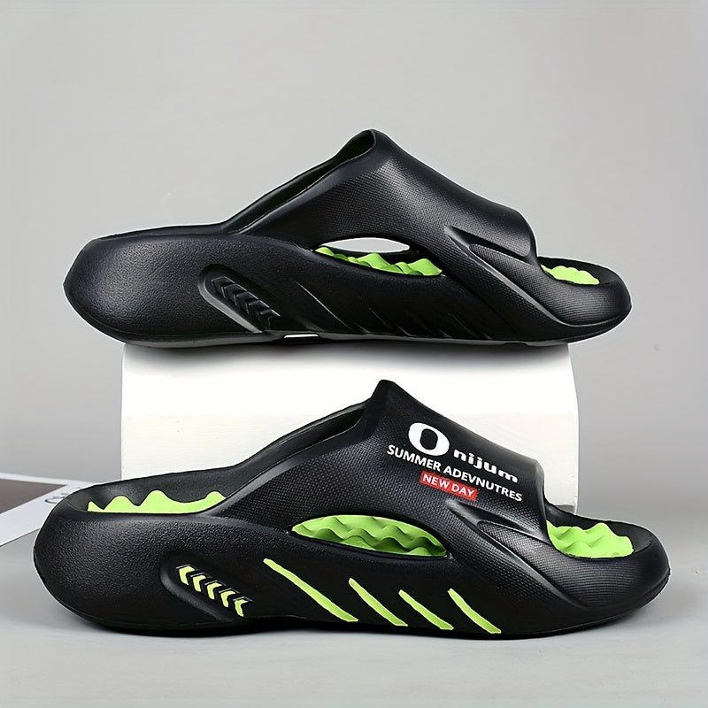 Men's Trendy Street Style Color Block Open Toe Breathable Chunky Slippers