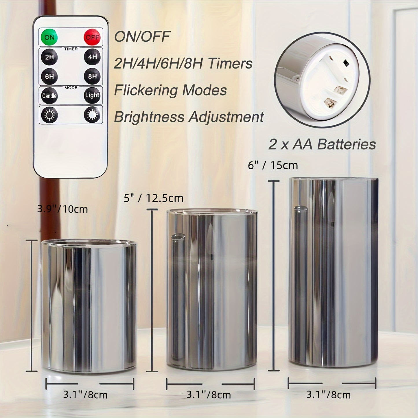 3pcs Flameless Candles with Remote Timer
