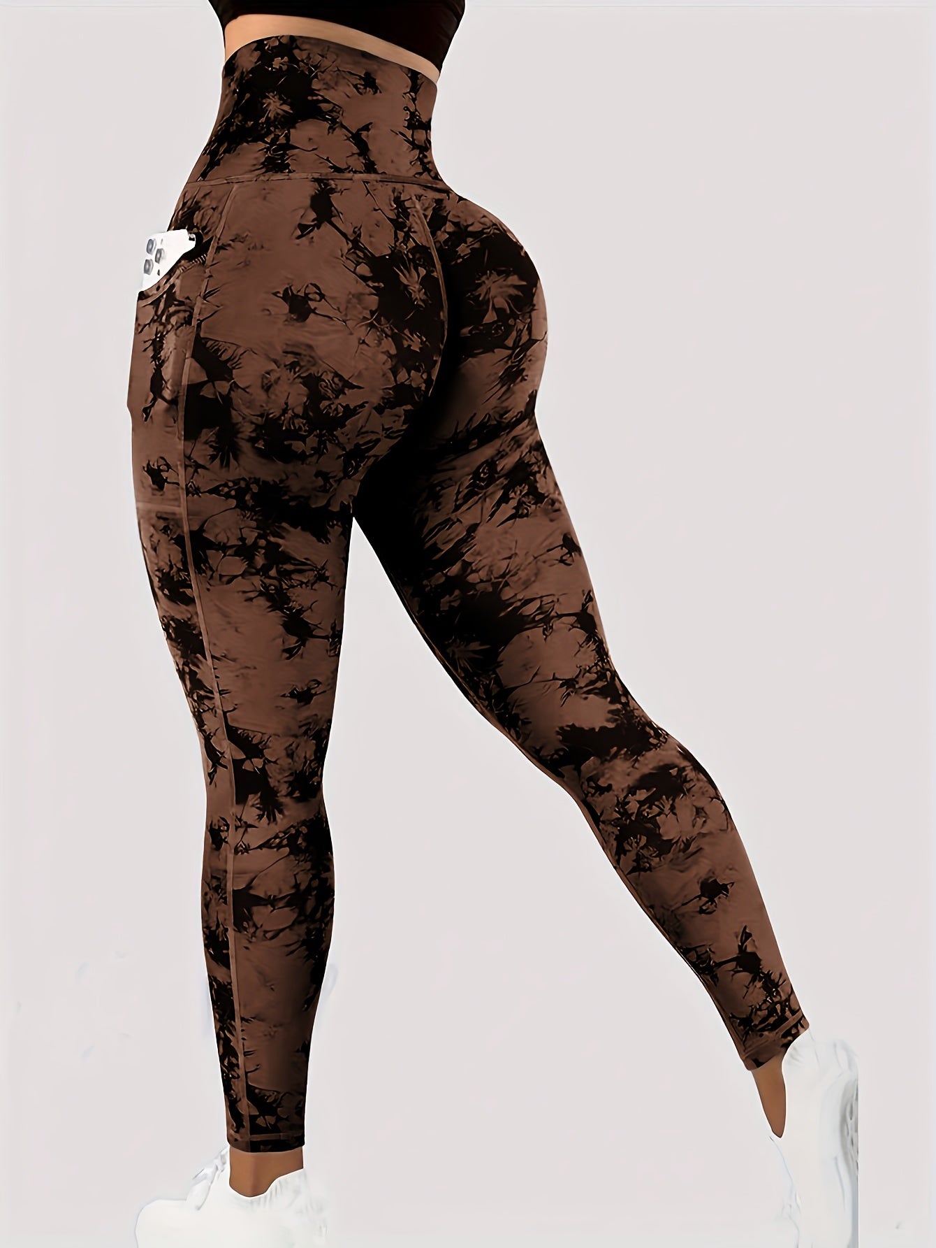 Women'S Tie-Dye Print High-Waisted Tummy Control Pants with Front Zipper