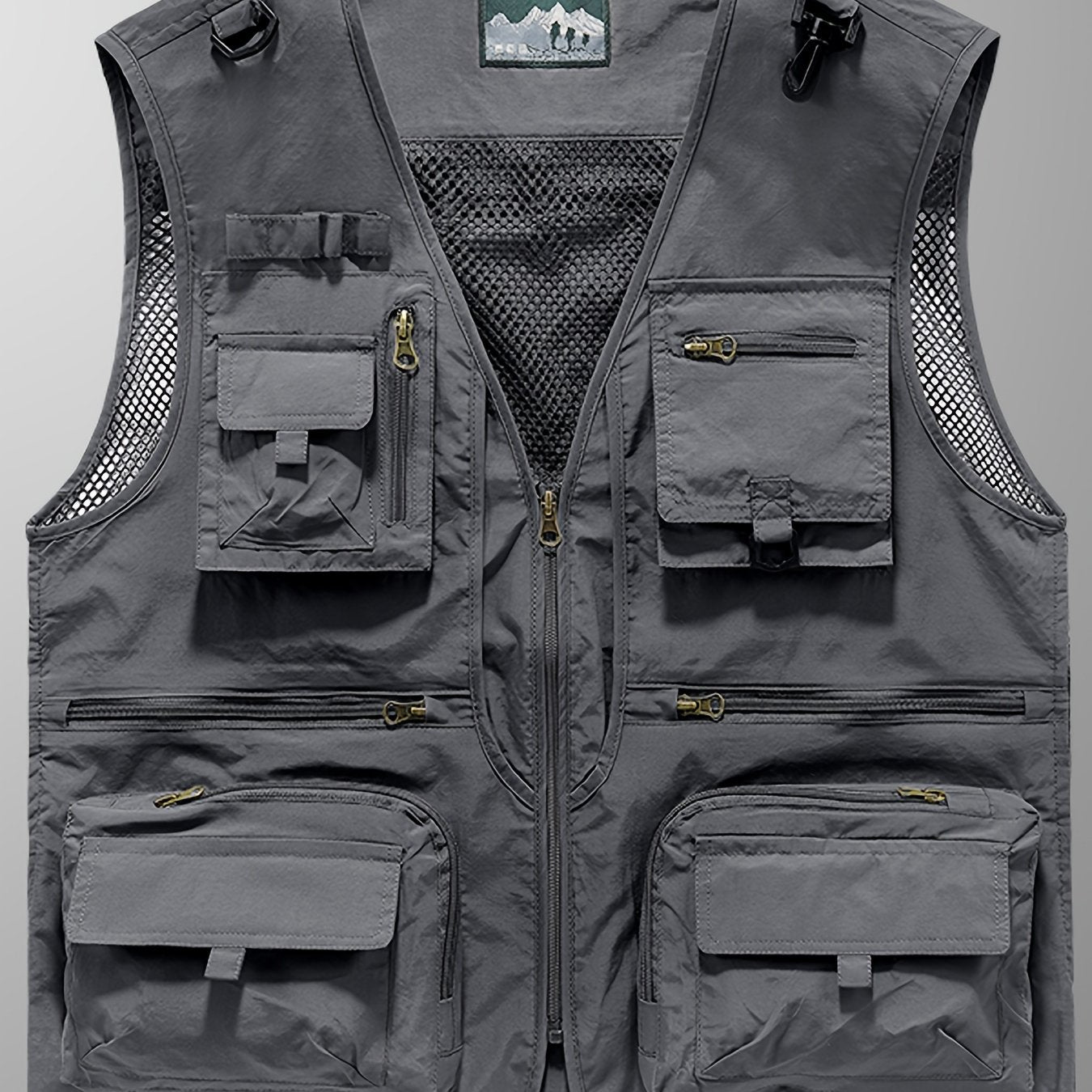 Men's Trendy Zip Up V Neck Vest With Zipper Multi-Pocket