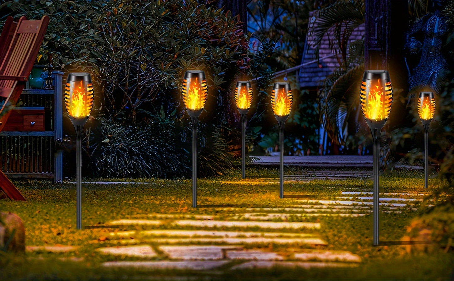 4/8/12pcs Solar Powered Flickering Flame Garden Lights