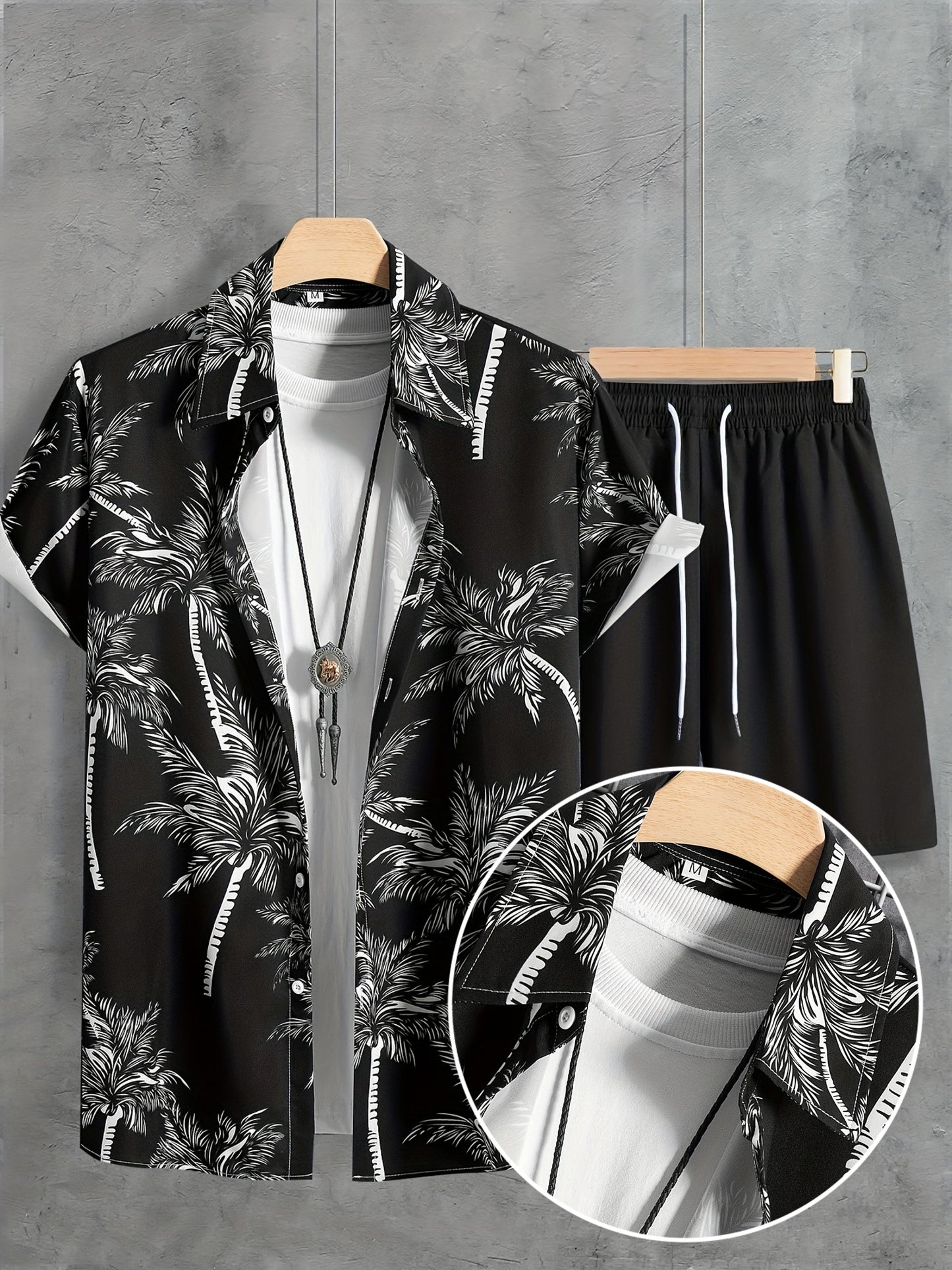 Hawaii Shirt And Drawstring Shorts Set For Summer