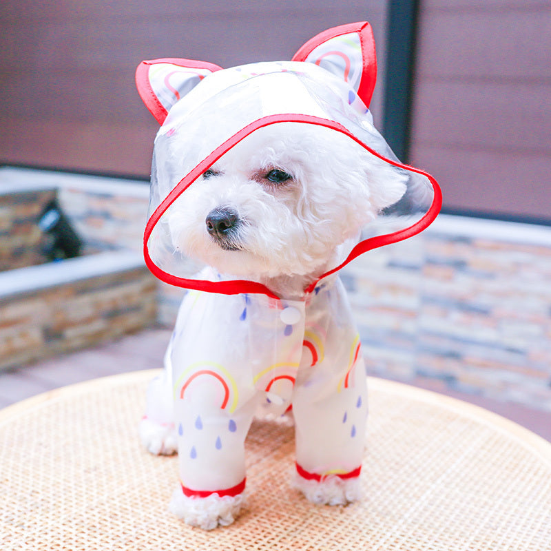 Waterproof Pet Raincoat with Rainbow Pattern for Small