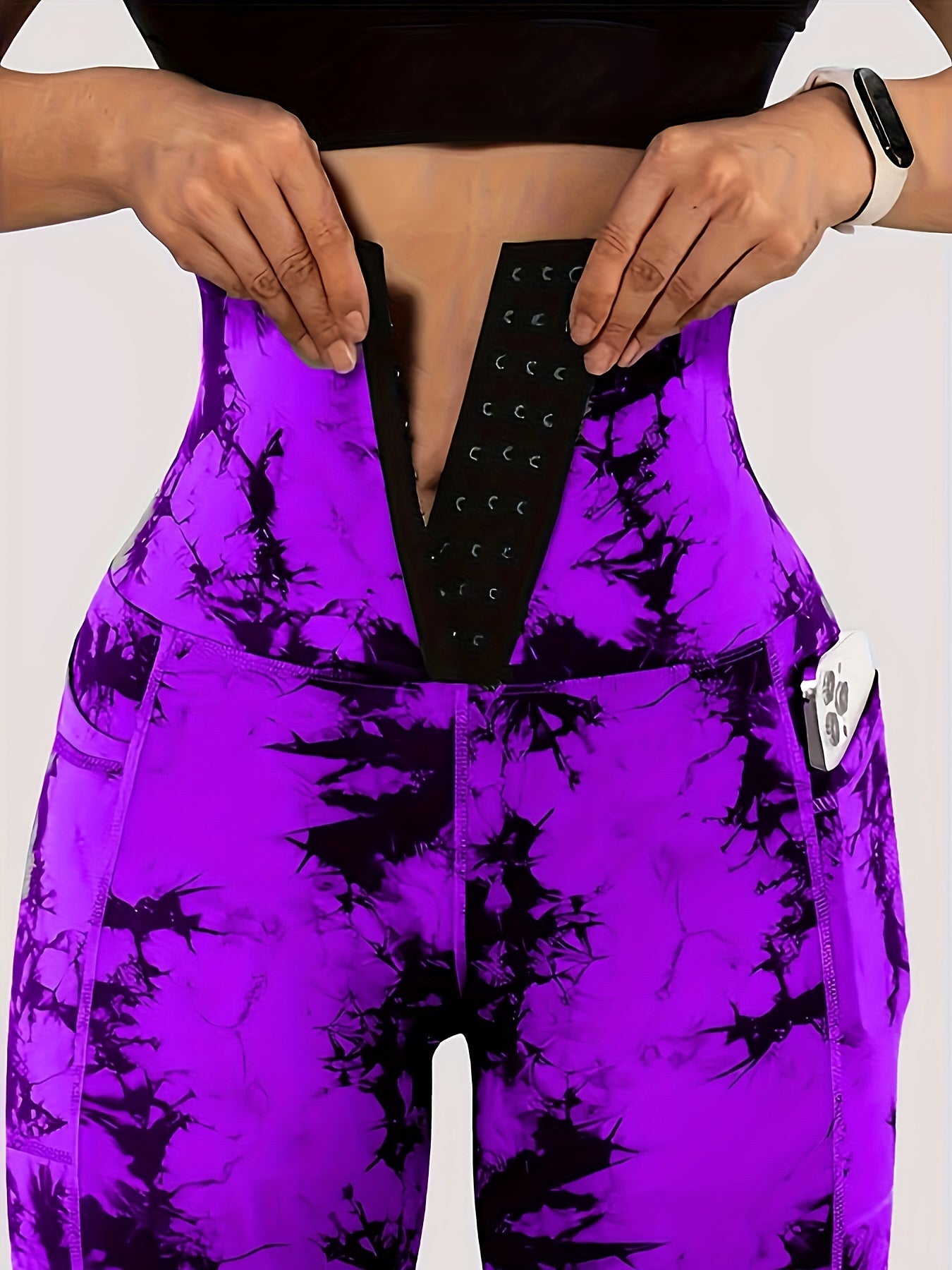 Women'S Tie-Dye Print High-Waisted Tummy Control Pants with Front Zipper