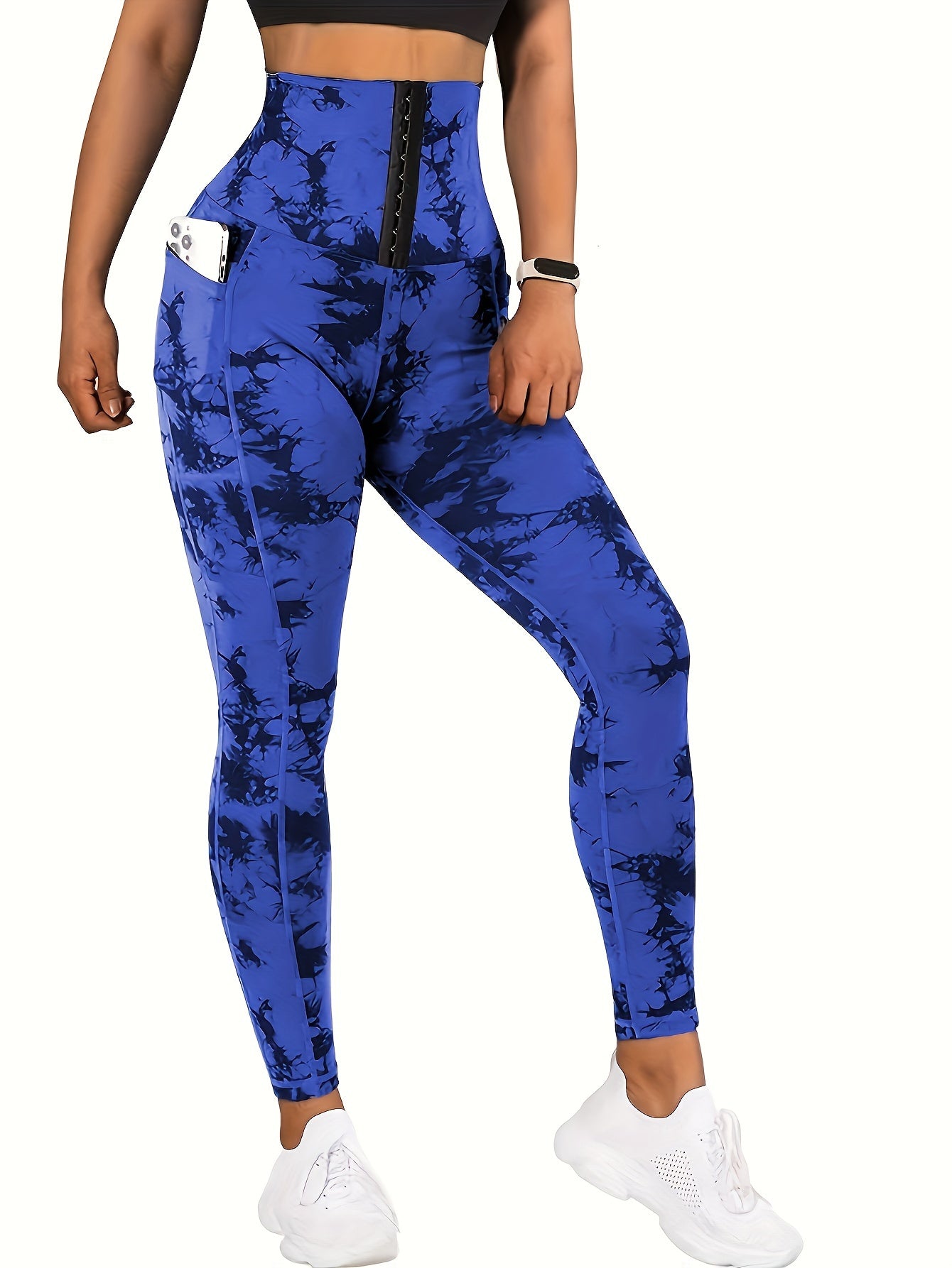 Women'S Tie-Dye Print High-Waisted Tummy Control Pants with Front Zipper