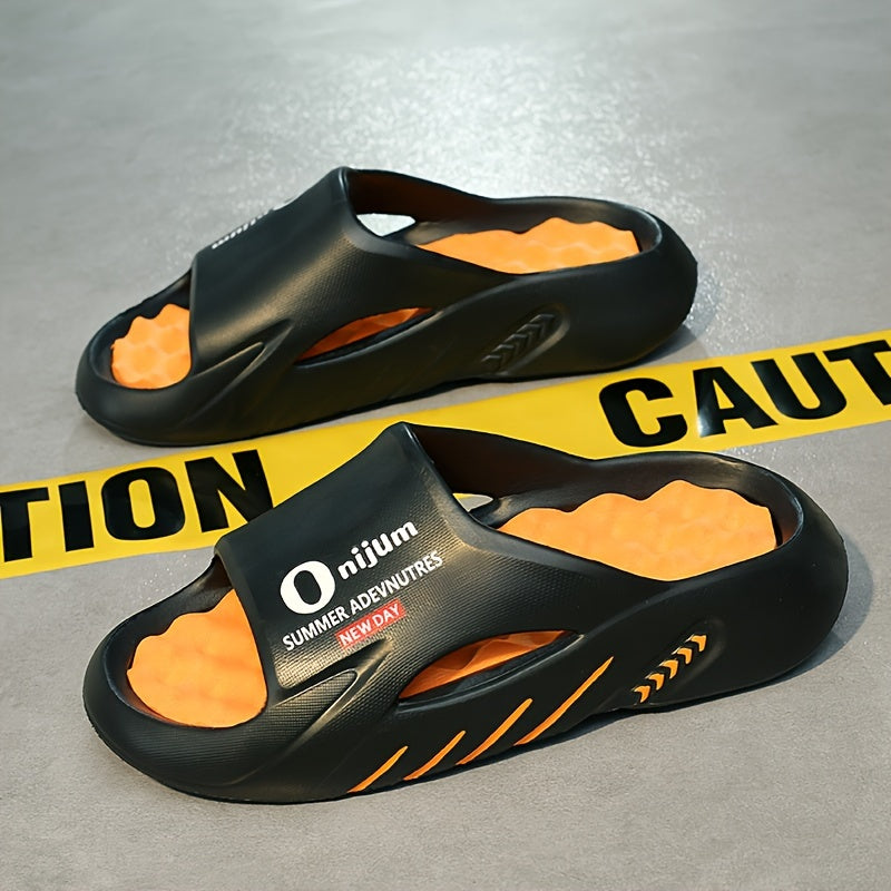 Men's Trendy Street Style Color Block Open Toe Breathable Chunky Slippers