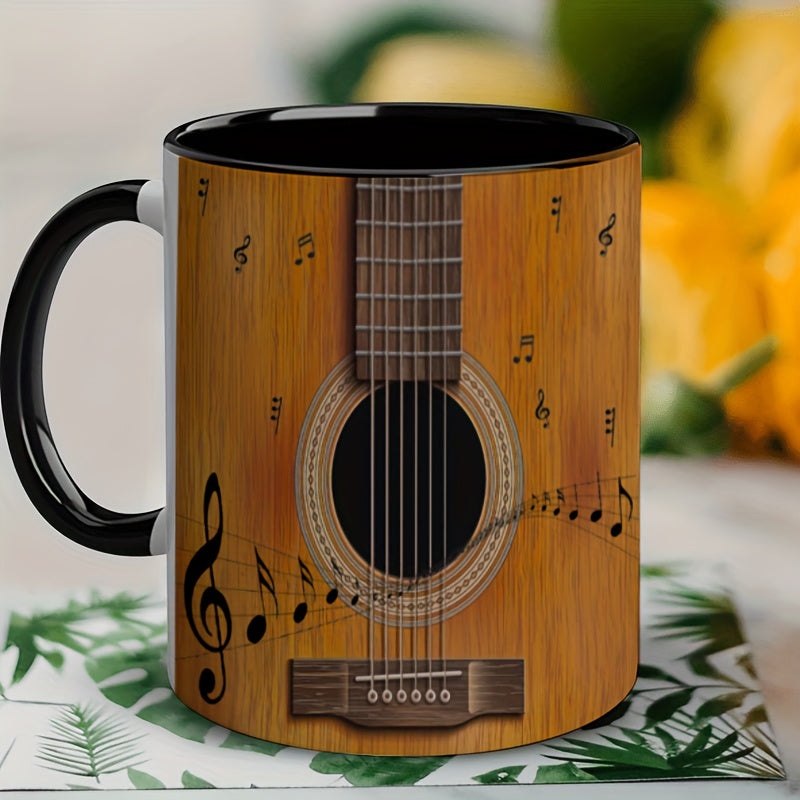 1pc creative guitar pattern coffee mug