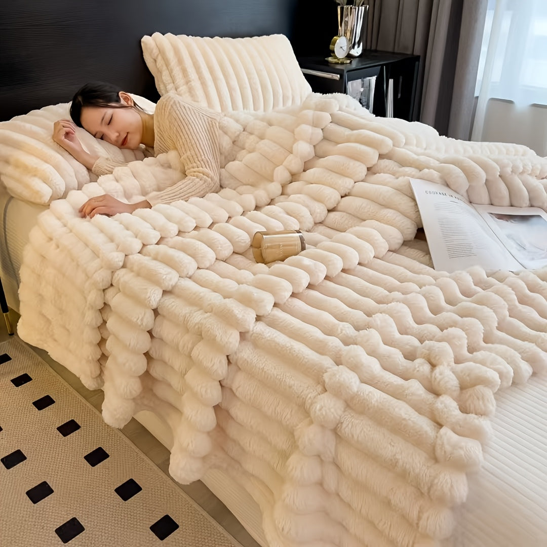 Luxurious Faux Rabbit Fur Throw Blanket