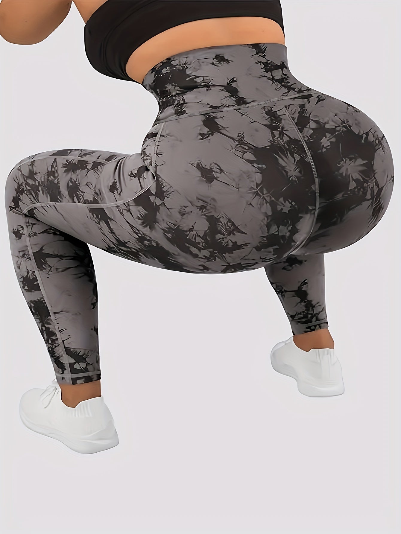 Women'S Tie-Dye Print High-Waisted Tummy Control Pants with Front Zipper