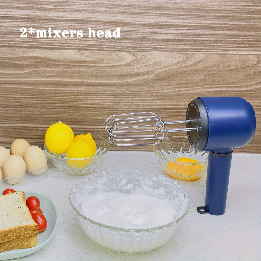USB Rechargeable Cordless Electric Hand Mixer with Dual Whisk Heads