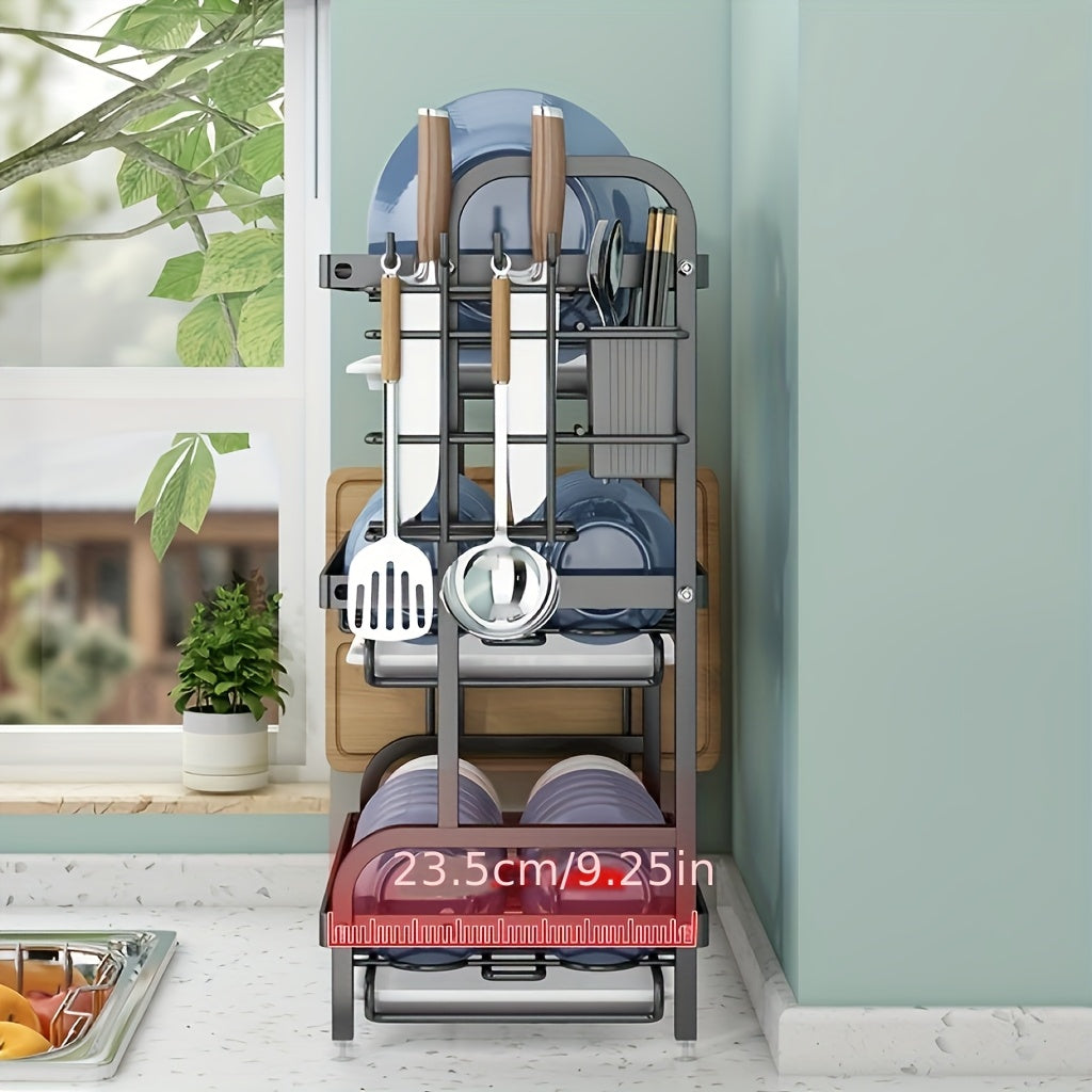 Tier Dish Rack with Drainage and Separation for Dry and Wet Ware