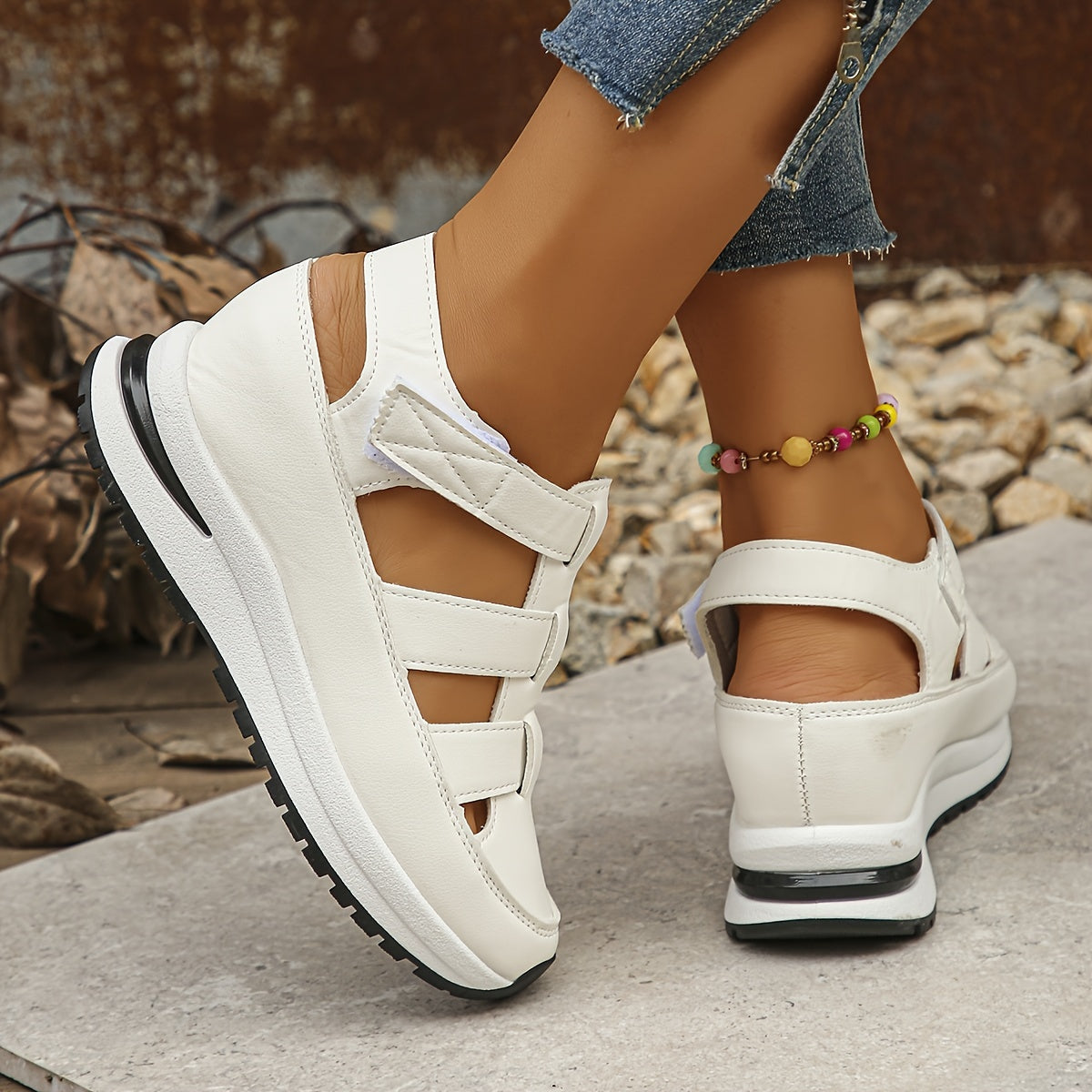 Womens Soft Sole Platform Sandals, Round Toe Comfortable Casual Walking Shoes