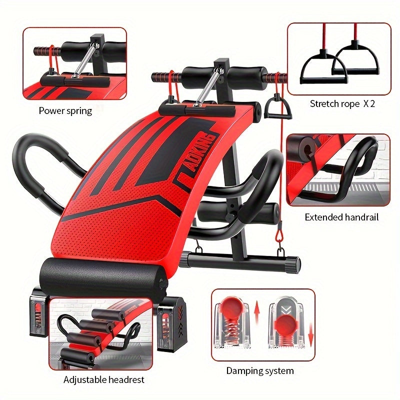Adjustable Sit-Up Bench with Cushioned Backrest, Foldable Ab Workout Equipment