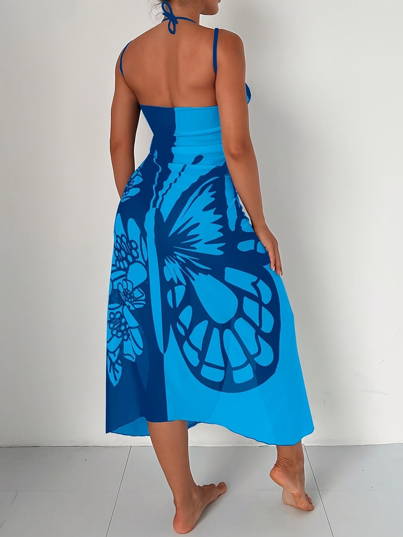 Butterfly Print Beach Cover-Up Dress