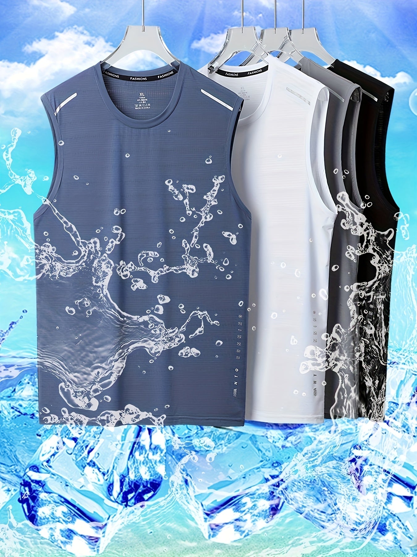 4pcs set of quick-drying and cool Men's vests, lightweight and breathable