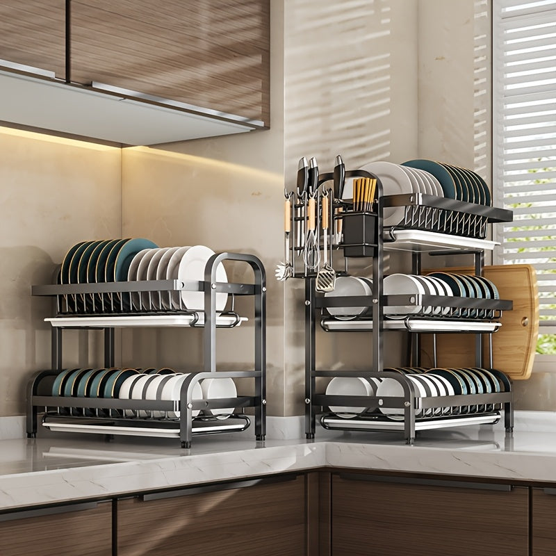 Tier Dish Rack with Drainage and Separation for Dry and Wet Ware