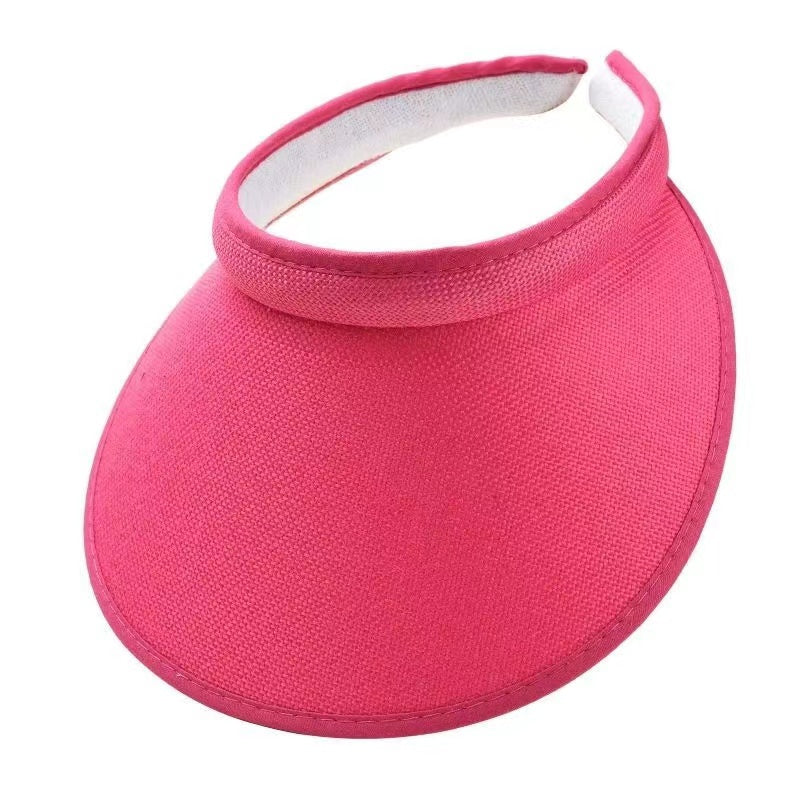 Solid Color Casual Visor Hat Wide Brim UV Protection