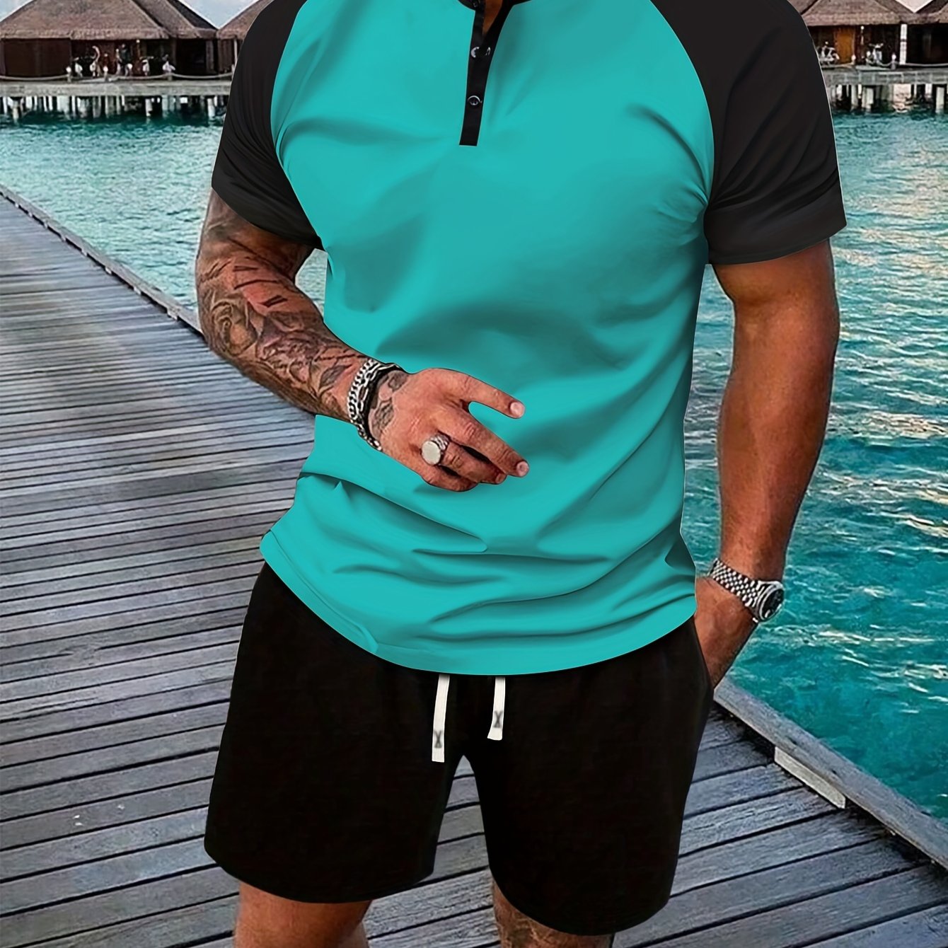 2-piece Men's Casual Summer Vacation Outfit Set