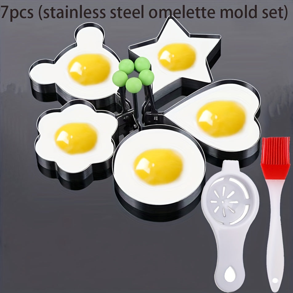 5/7/10pcs set of thickened stainless steel egg fryer model