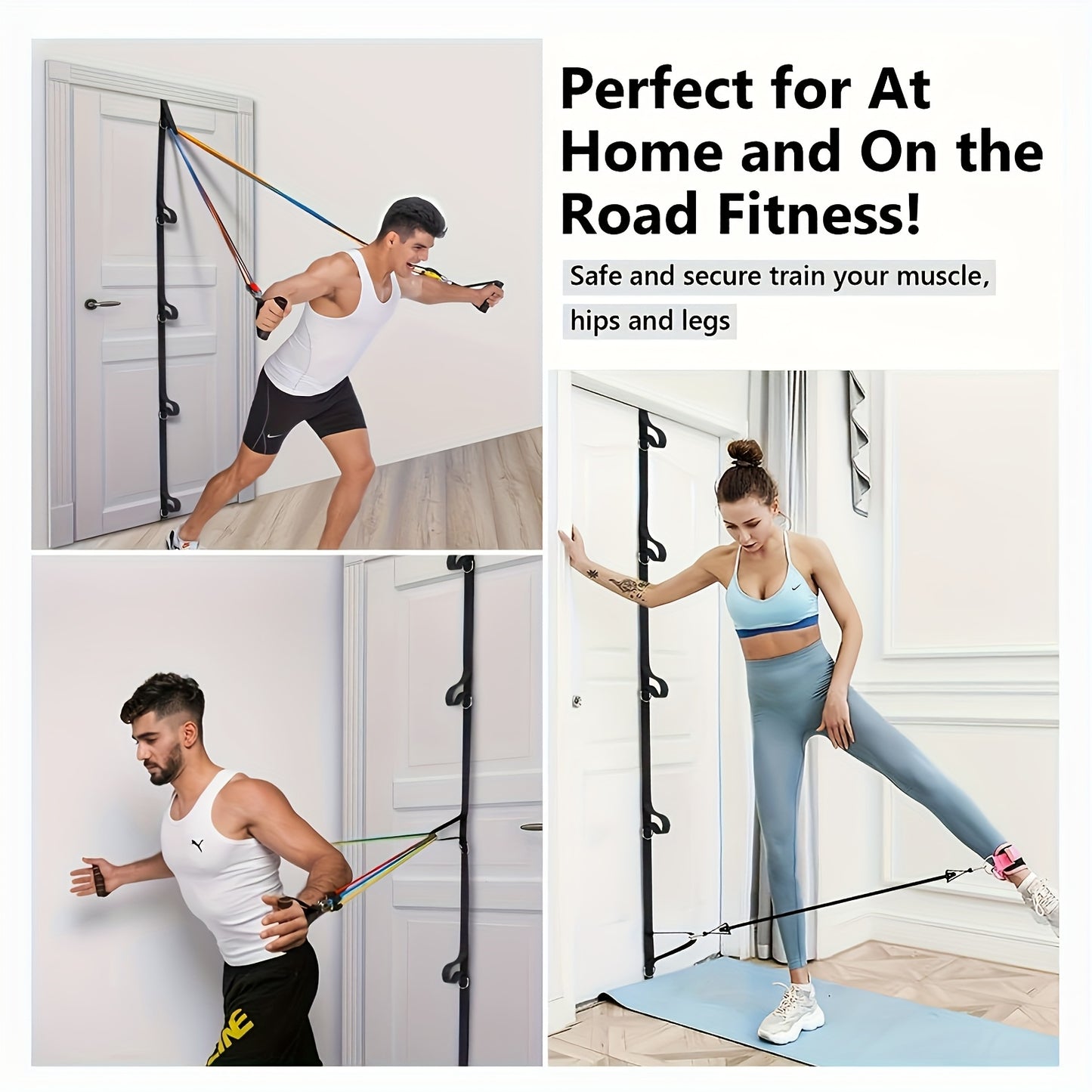 1 Multifunctional Home Fitness Elastic Resistance Band with Multi-Point Door Anchor