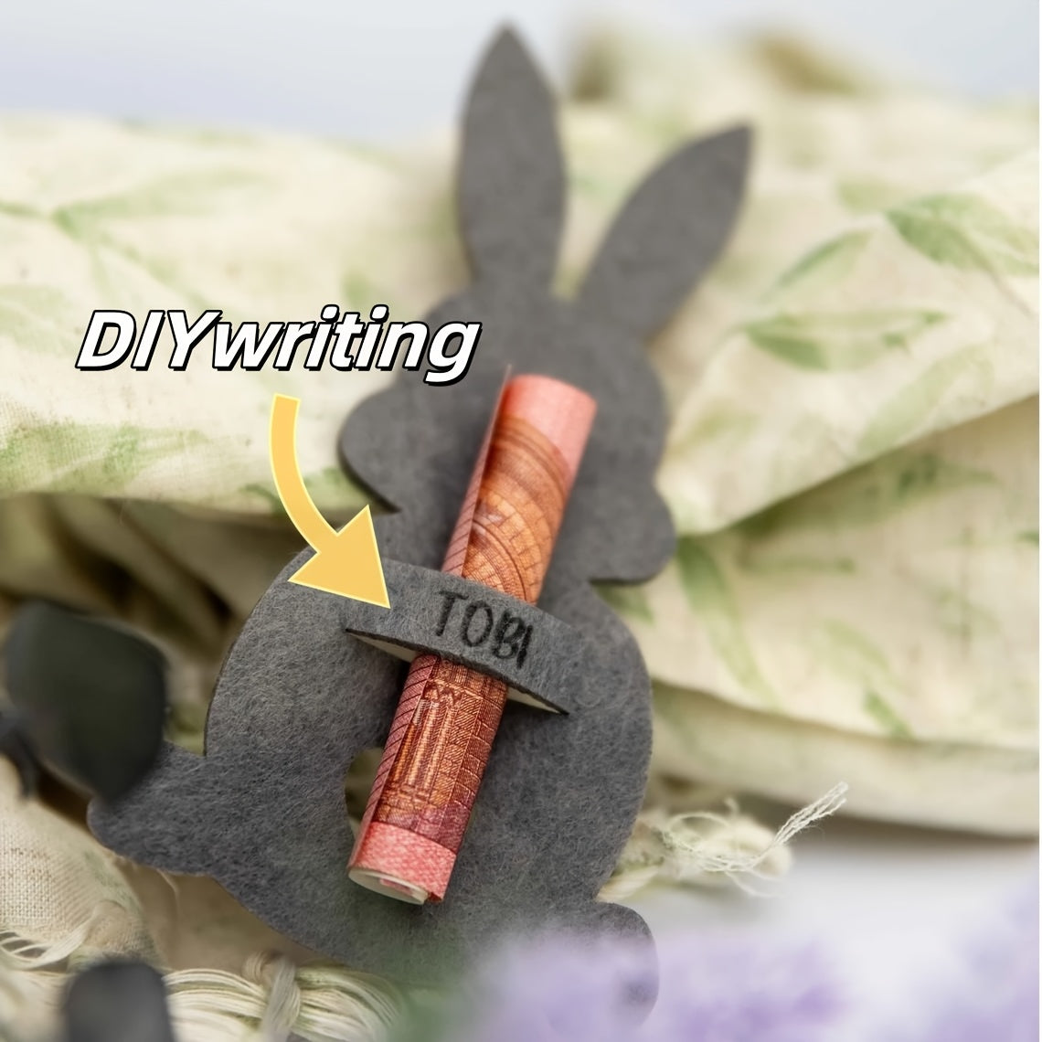 6pcs Easter Bunny Money Clip Gift, Classic Easter Creative Money Clip Card, Felt Easter Bunny Money Clip Cash Gift, for Holiday Piñata Decoration, Easter Basket Decoration