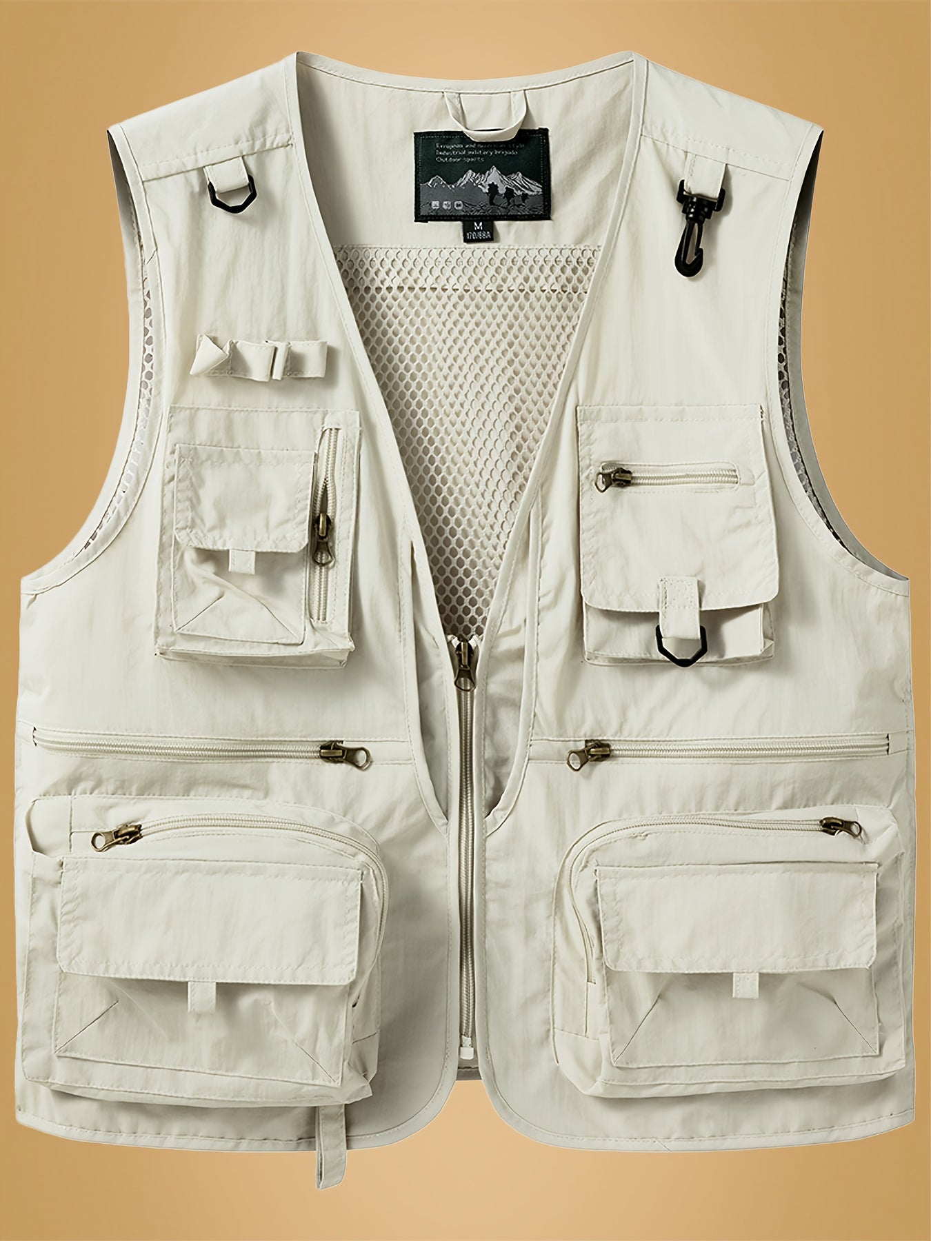 Men's Trendy Zip Up V Neck Vest With Zipper Multi-Pocket