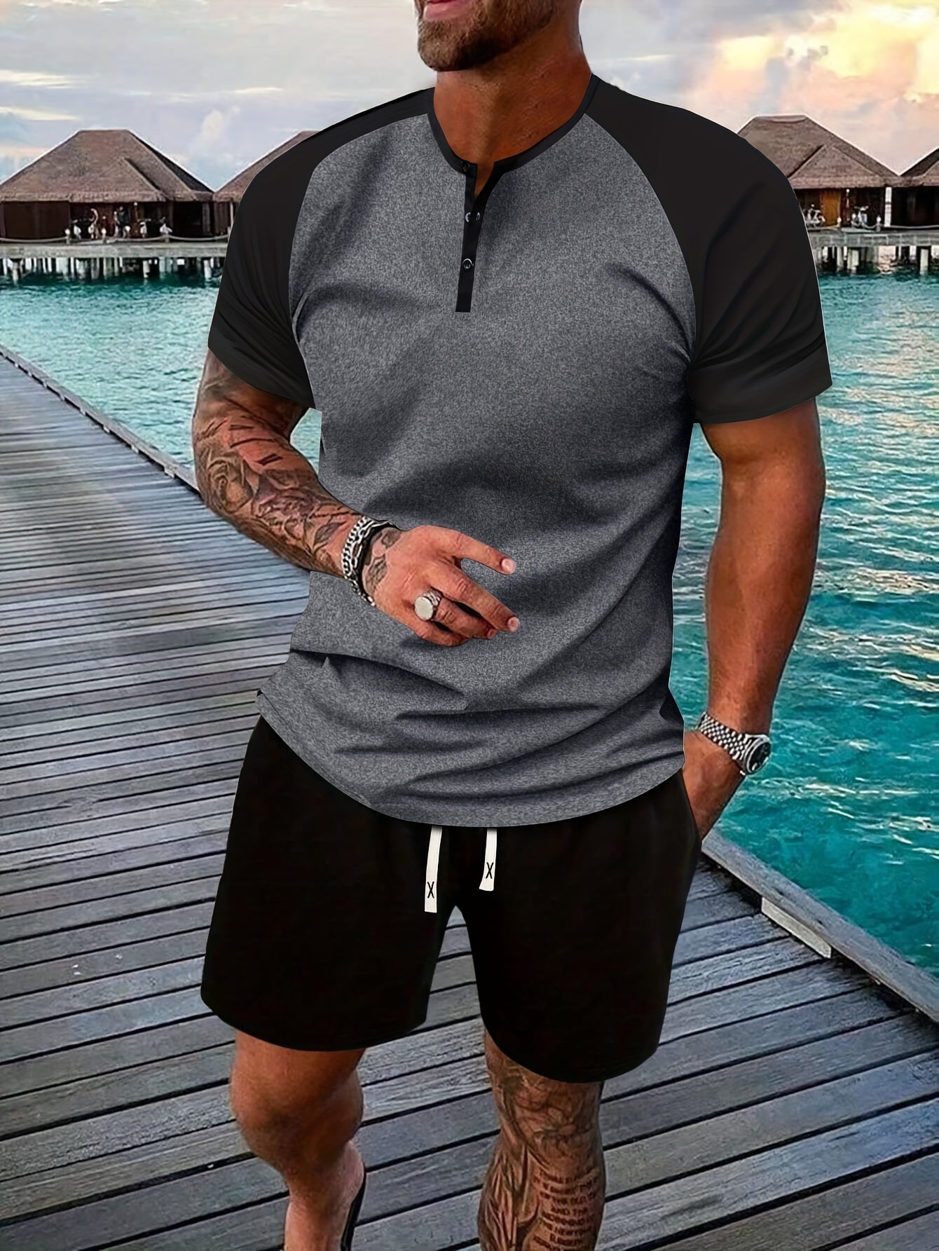 2-piece Men's Casual Summer Vacation Outfit Set