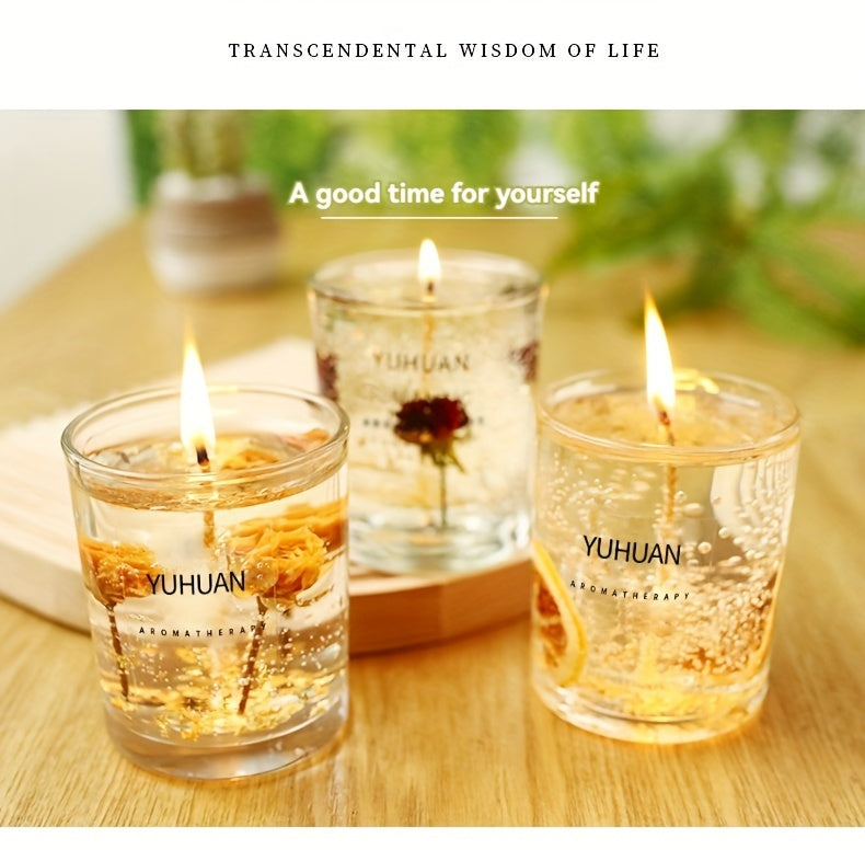 1pc 160g, burning time for 20 hours, real flower jelly scented candle