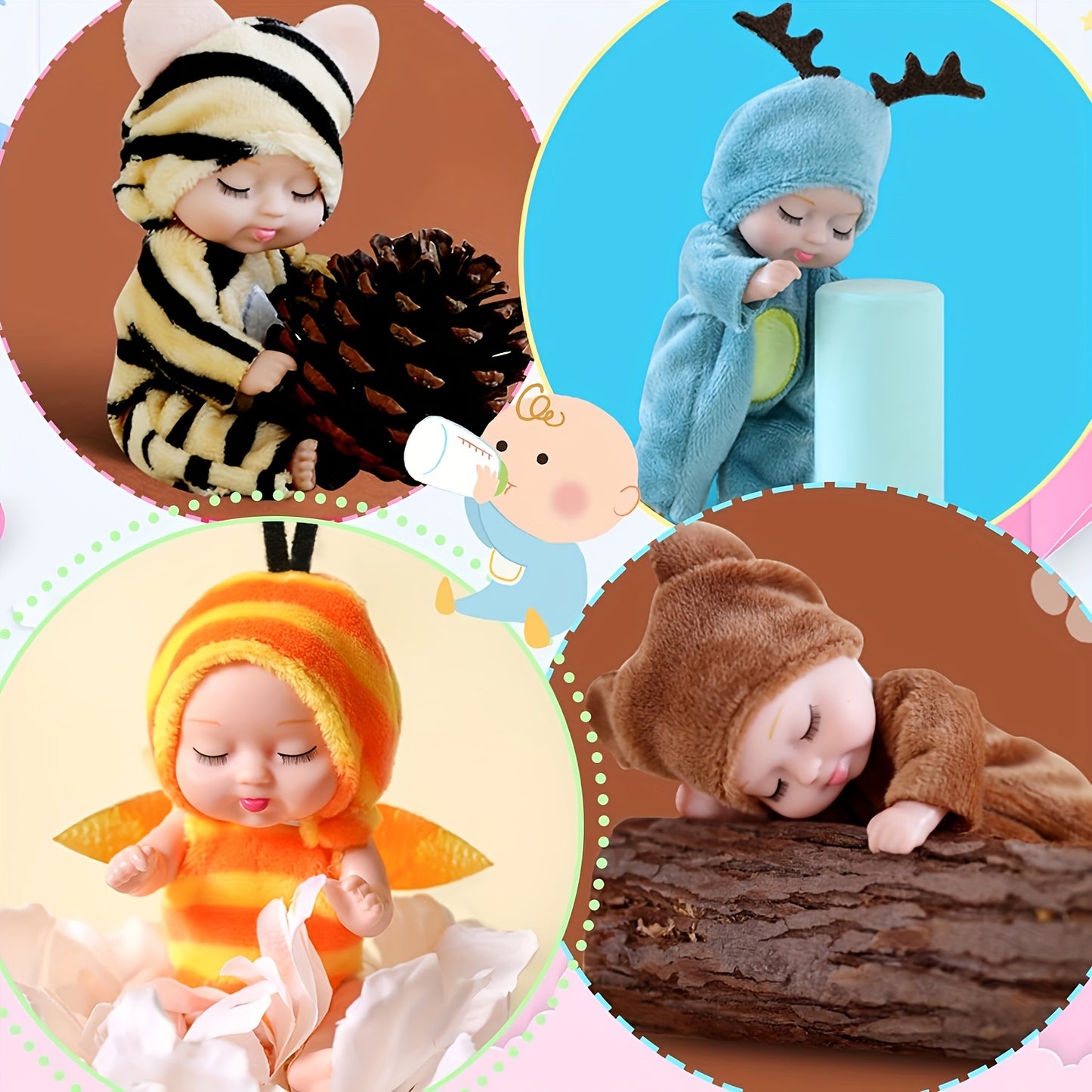 10pcs Mini Children's Dolls, 4-inch Realistic Animal Costume Dolls