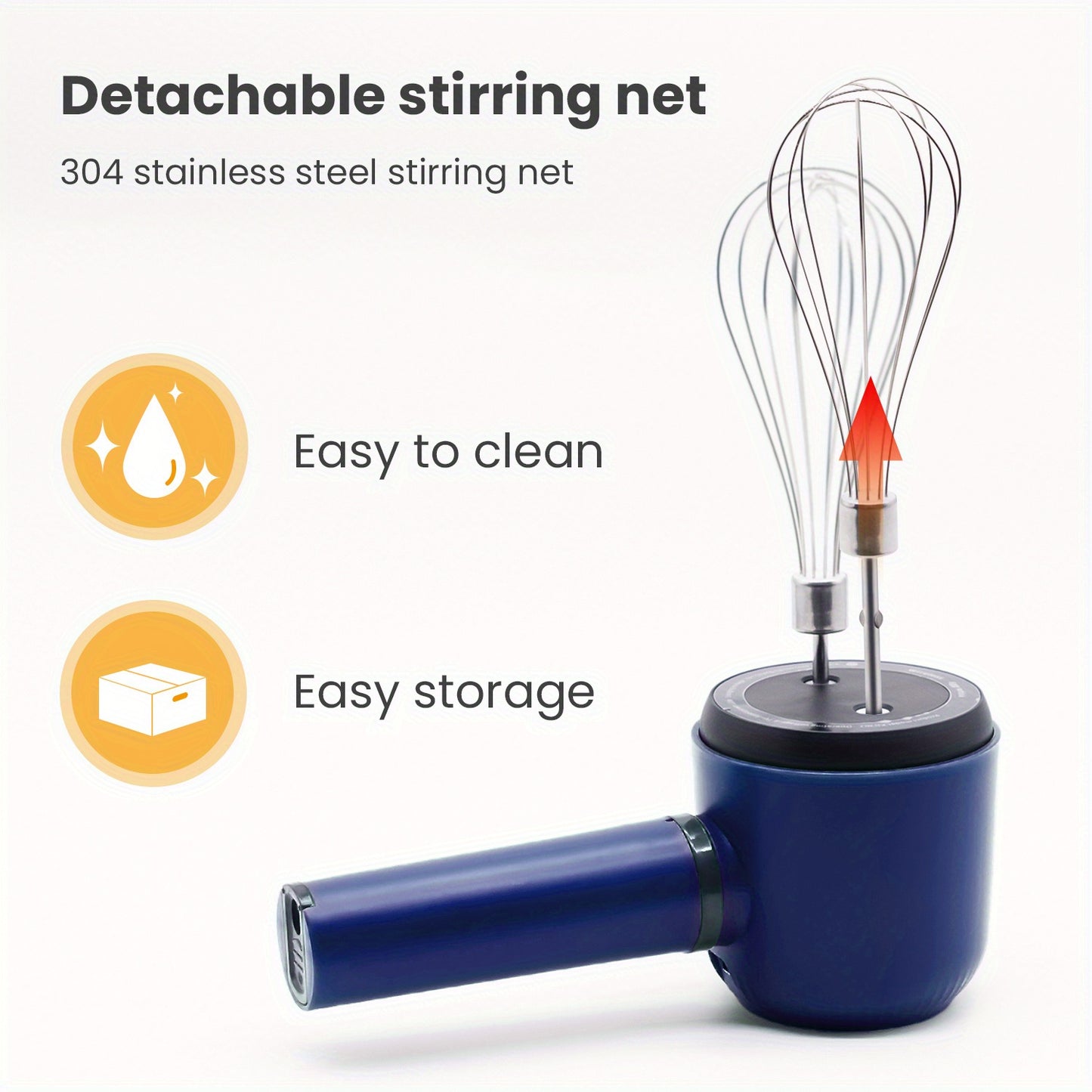 USB Rechargeable Cordless Electric Hand Mixer with Dual Whisk Heads