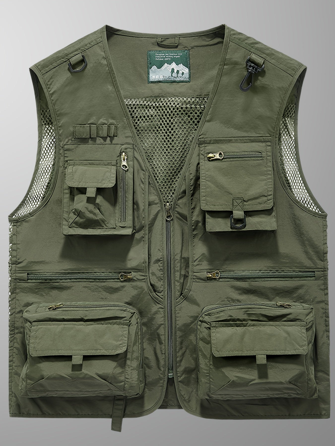 Men's Trendy Zip Up V Neck Vest With Zipper Multi-Pocket