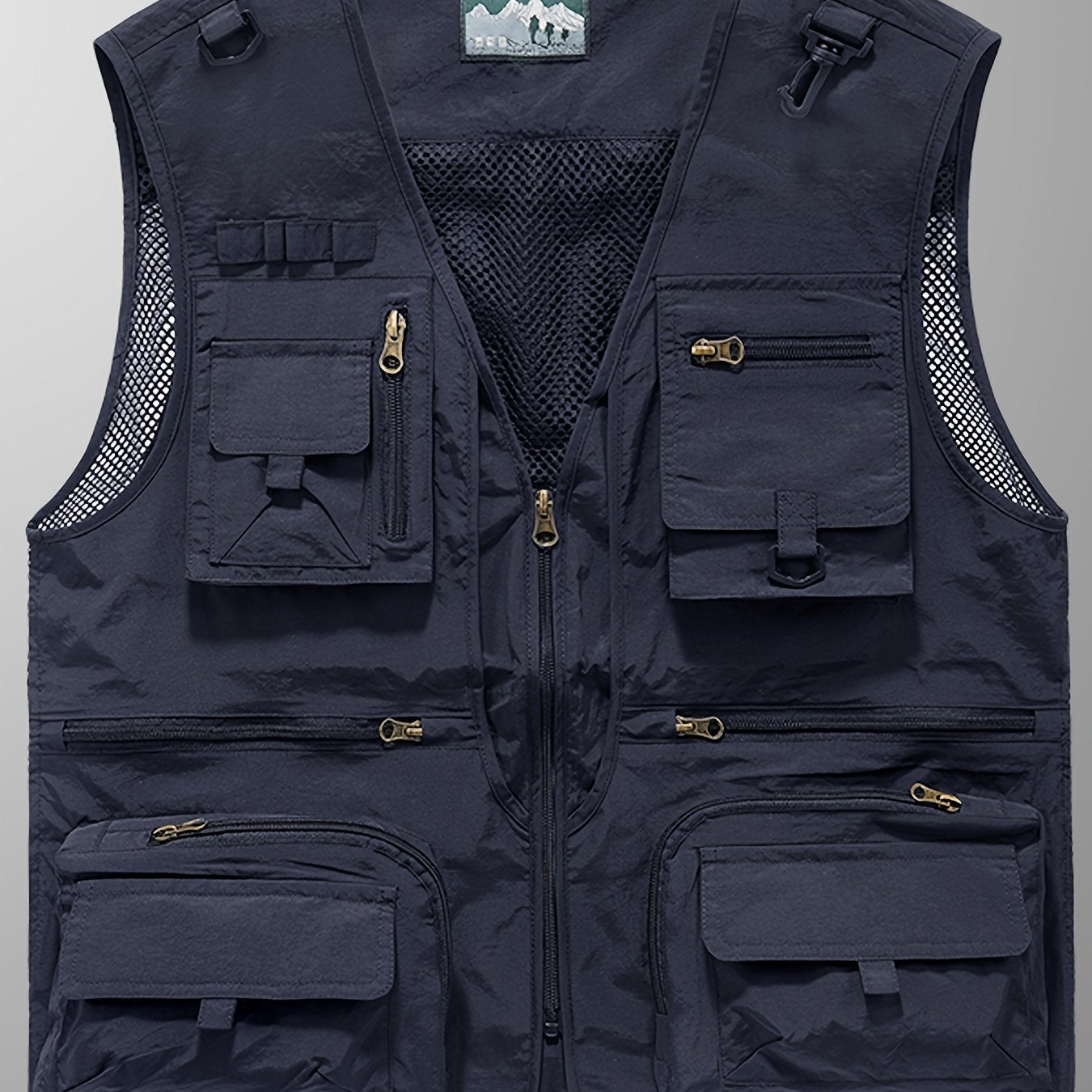 Men's Trendy Zip Up V Neck Vest With Zipper Multi-Pocket