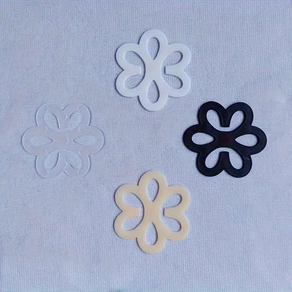 4pcs Fashionable Floral Bra Strap Clips - Invisible, Non-slip & Secure