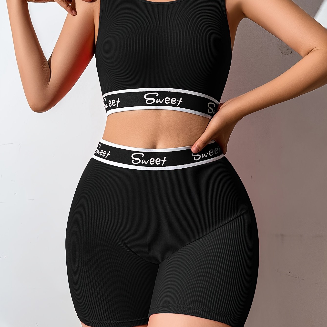 1-Set Chic Black & White Contrast Trim Dopamine Lingerie Set for Women