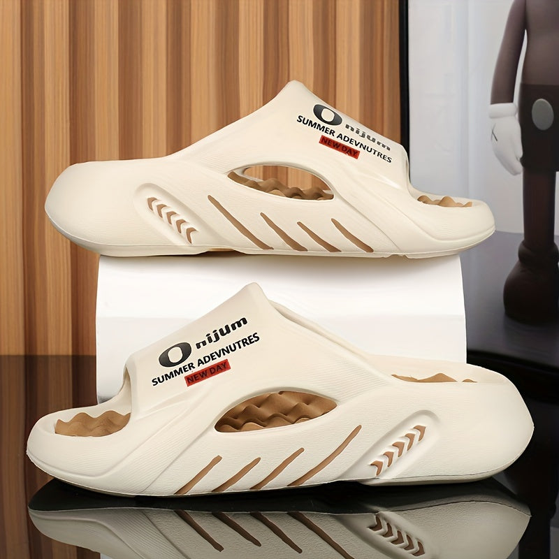 Men's Trendy Street Style Color Block Open Toe Breathable Chunky Slippers