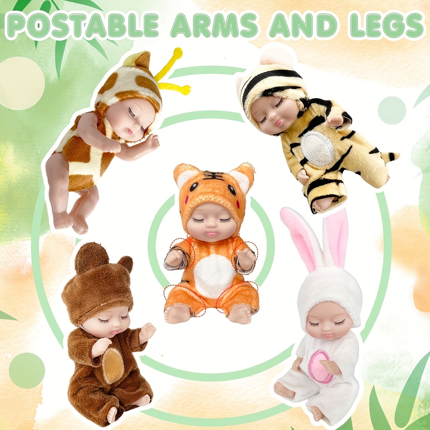 10pcs Mini Children's Dolls, 4-inch Realistic Animal Costume Dolls
