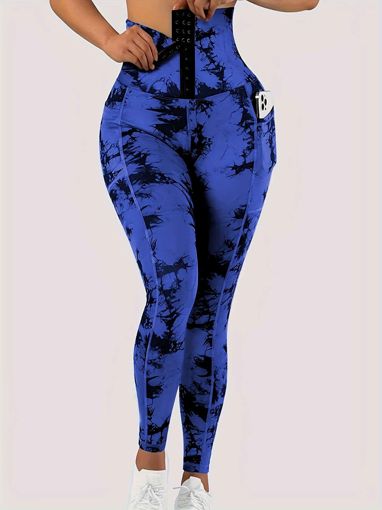Women'S Tie-Dye Print High-Waisted Tummy Control Pants with Front Zipper