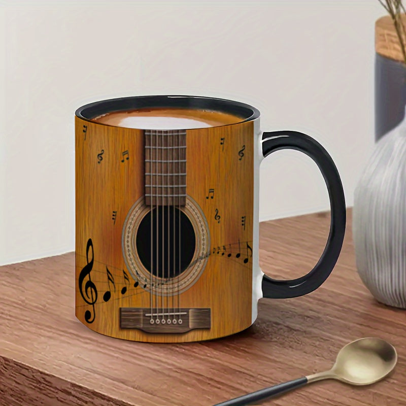 1pc creative guitar pattern coffee mug