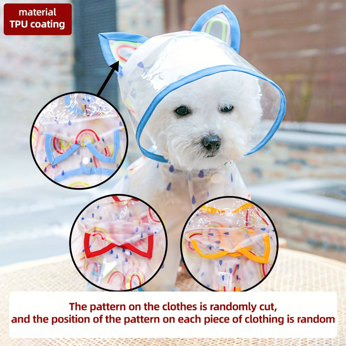 Waterproof Pet Raincoat with Rainbow Pattern for Small