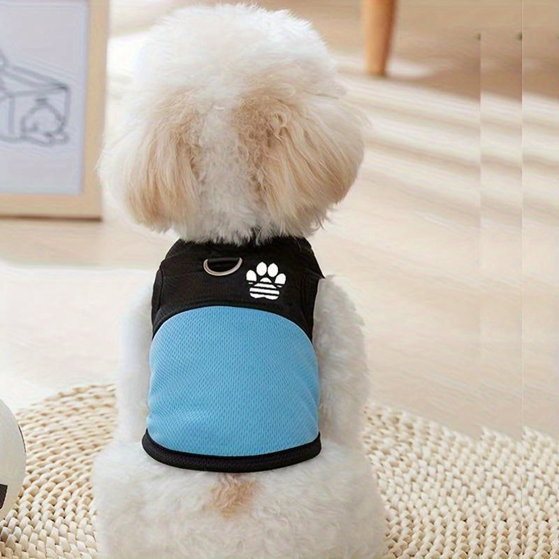 Breathable Mesh Dog Vest with Paw Print
